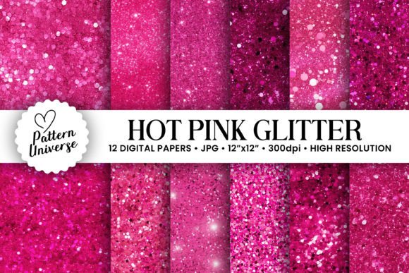 Bright Pink Glitter Backgrounds Bundle