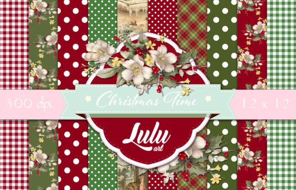Christmas Time Digital Papers for Creative Projects