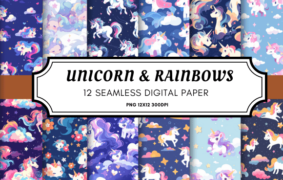 Cute Rainbow Unicorn Seamless Pattern: A Versatile Design for Creative Projects