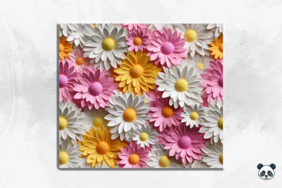 Daisy Flower 3D Seamless Pattern