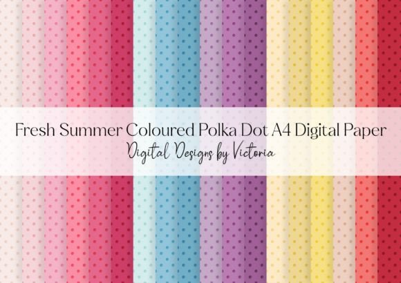 Fresh Summer Coloured Polka Dot A4 Digital Papers