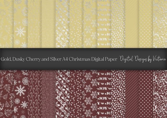 Gold, Dusky Cherry and Silver Christmas: Elevating Your Creative Projects with High-Quality Design Elements