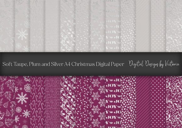 Soft Taupe, Plum and Silver Christmas A4: Elegant Design for Your Holiday Creations