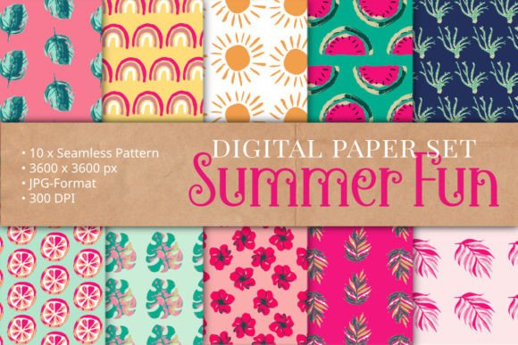 Summer Fun - Tropical Summer Pattern Set: A Versatile Design Resource for Creative Projects
