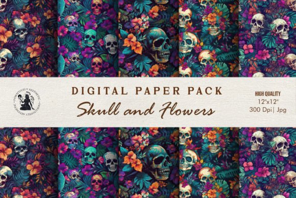 Tropical Skull Aesthetic Seamless Paper