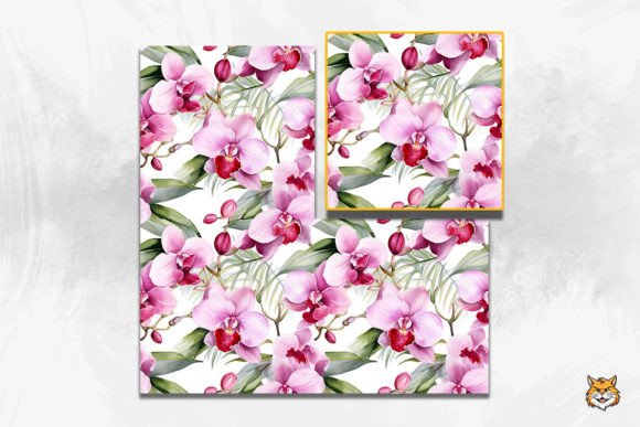 Watercolor Orchid Seamless Pattern